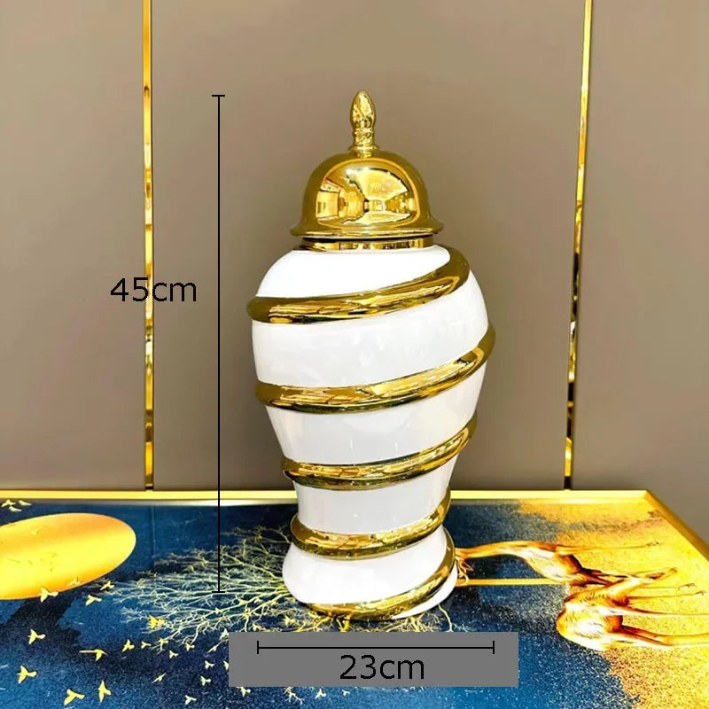 Gold Ceramic Vase - HOMELIVING