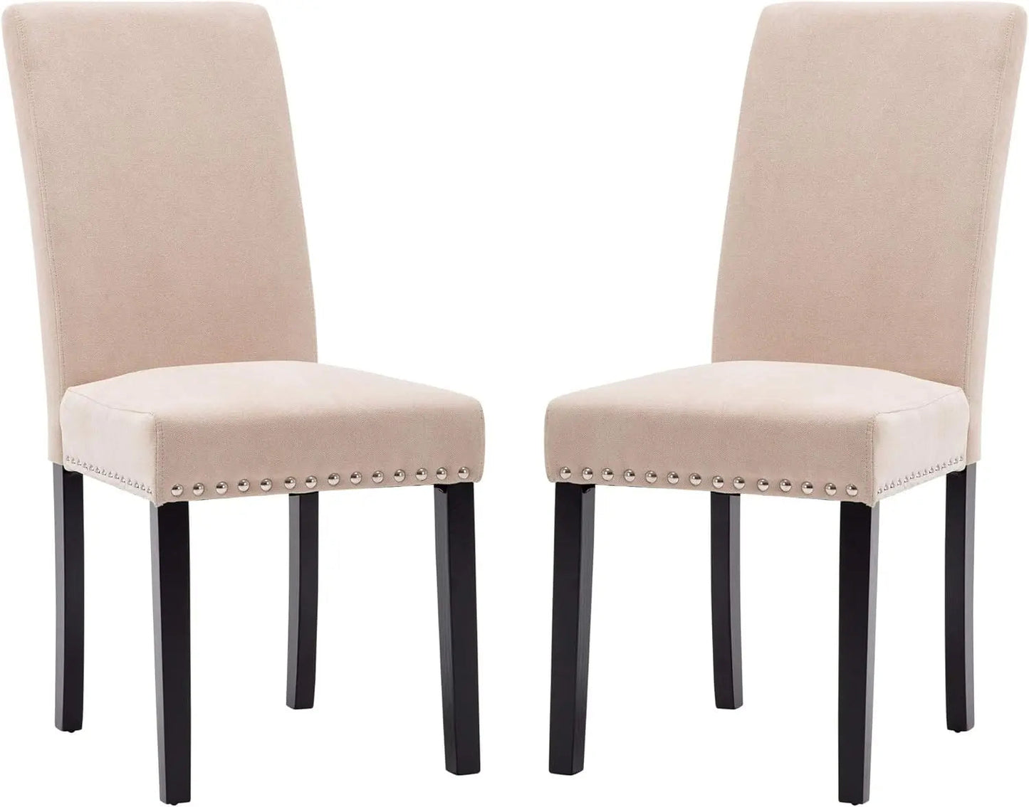 Dining Chairs Set of 4 Upholstered Accent Dining Room Chairs Padded Parson Kitchen Chairs with Silver Nails and Solid Wood Legs - HOMELIVING