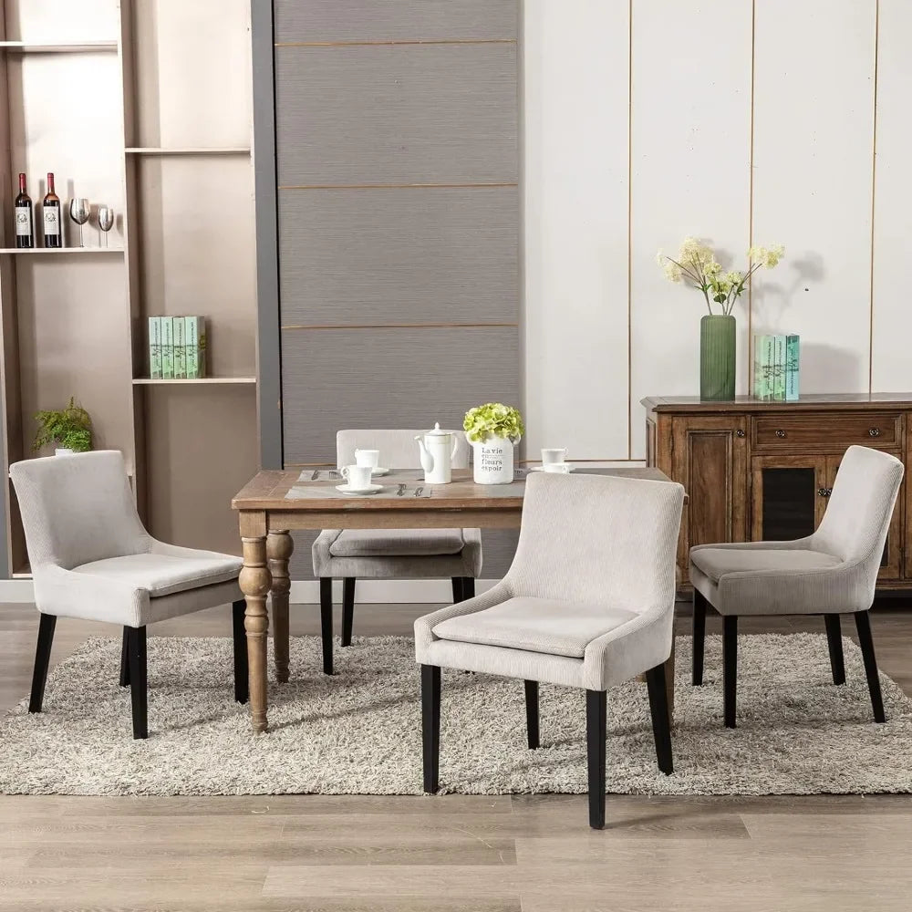 Modern Dining Chairs Set of 2 Upholstered Corduroy Accent Side Leisure Chairs With Mid Back and Wood Legs Freight Free Chair - HOMELIVING