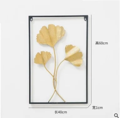 Nordic Metal Leaf Plant Wall Decor Wrought Iron Wall Hanging Non-perforated Wall Mural Living Room Bedroom Home Decoration Hot - HOMELIVING