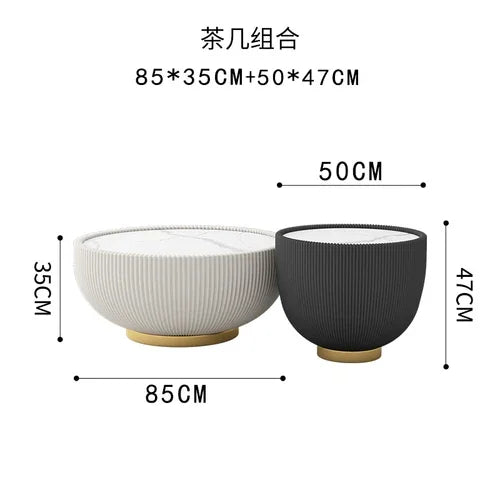 Minimalist Round Coffee Tables Living Room Luxury Premium Unique Coffee Tables Marble Effect Modern Mesa Auxiliar Home Furniture - HOMELIVING