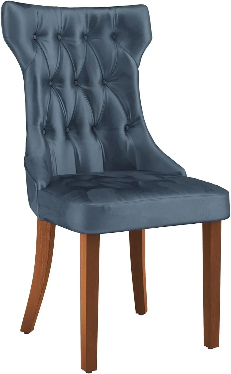Clairborne Tufted Dining Chair (2 Pack) for Dining Room Kitchen Accent Side Chair, Wood, Taupe Espresso/Navy Velvet - HOMELIVING