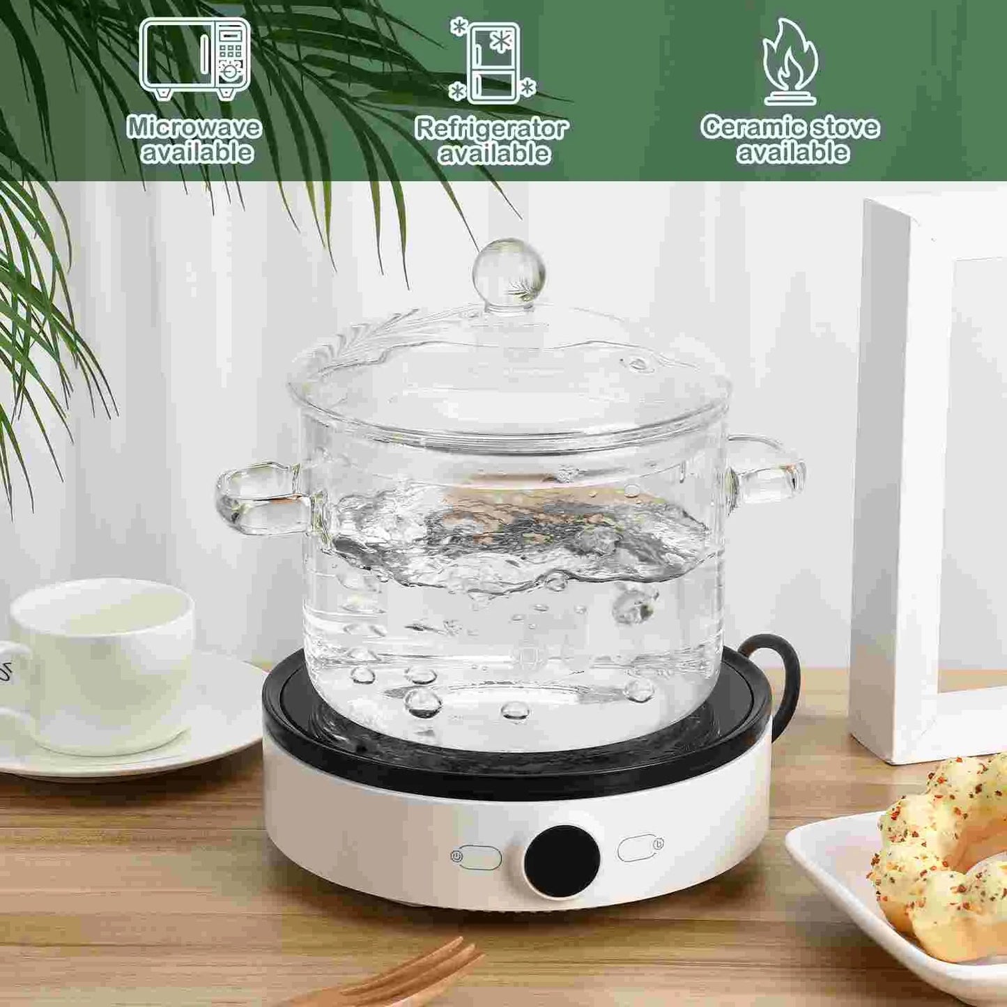 High Borosilicate Glass Saucepan with Lid