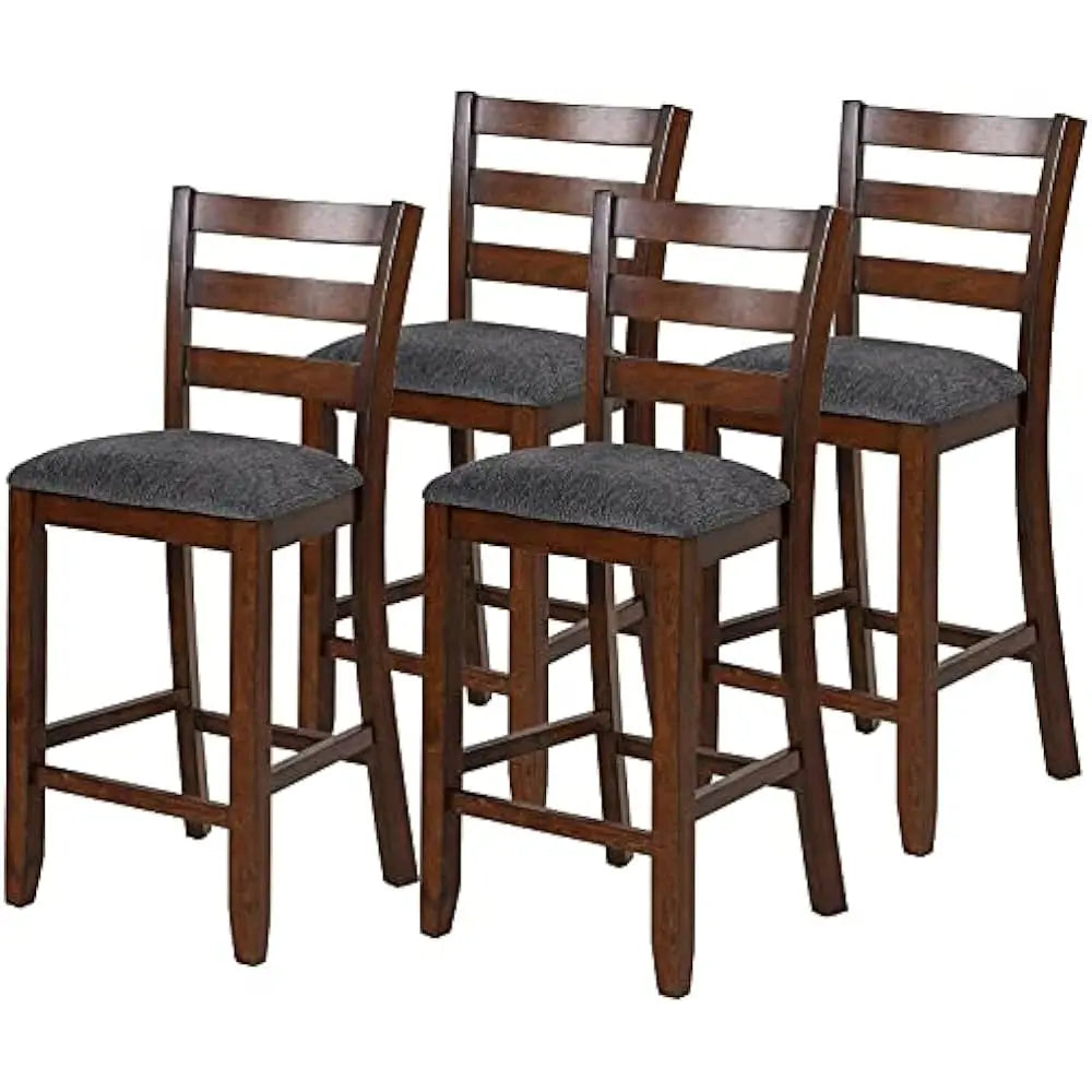 Bar Stools Set of 4 with Back, Upholstered Cushion Bars Stool for Kitchen Island, Bar, Restaurant,25.5incHeight Rubberwood Legs - HOMELIVING