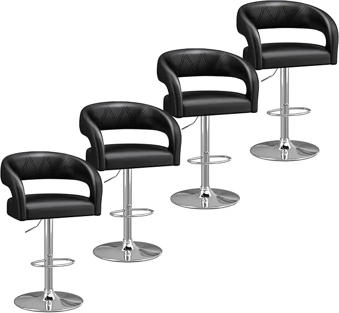 Bar Stool 2-piece Adjustable Rotating Modern Pu Leather Bar Stool, Counter Height Bar Stool with Backrest and Armrest - HOMELIVING