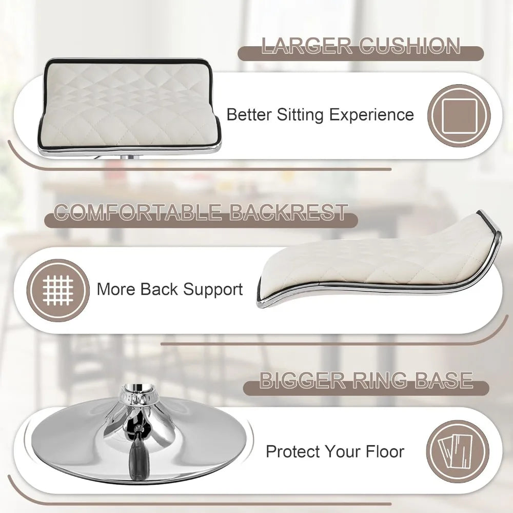 Adjustable Bar Stools, Bar Height Stools for Kitchen Counter, Bar Stools Set of 2, White - HOMELIVING