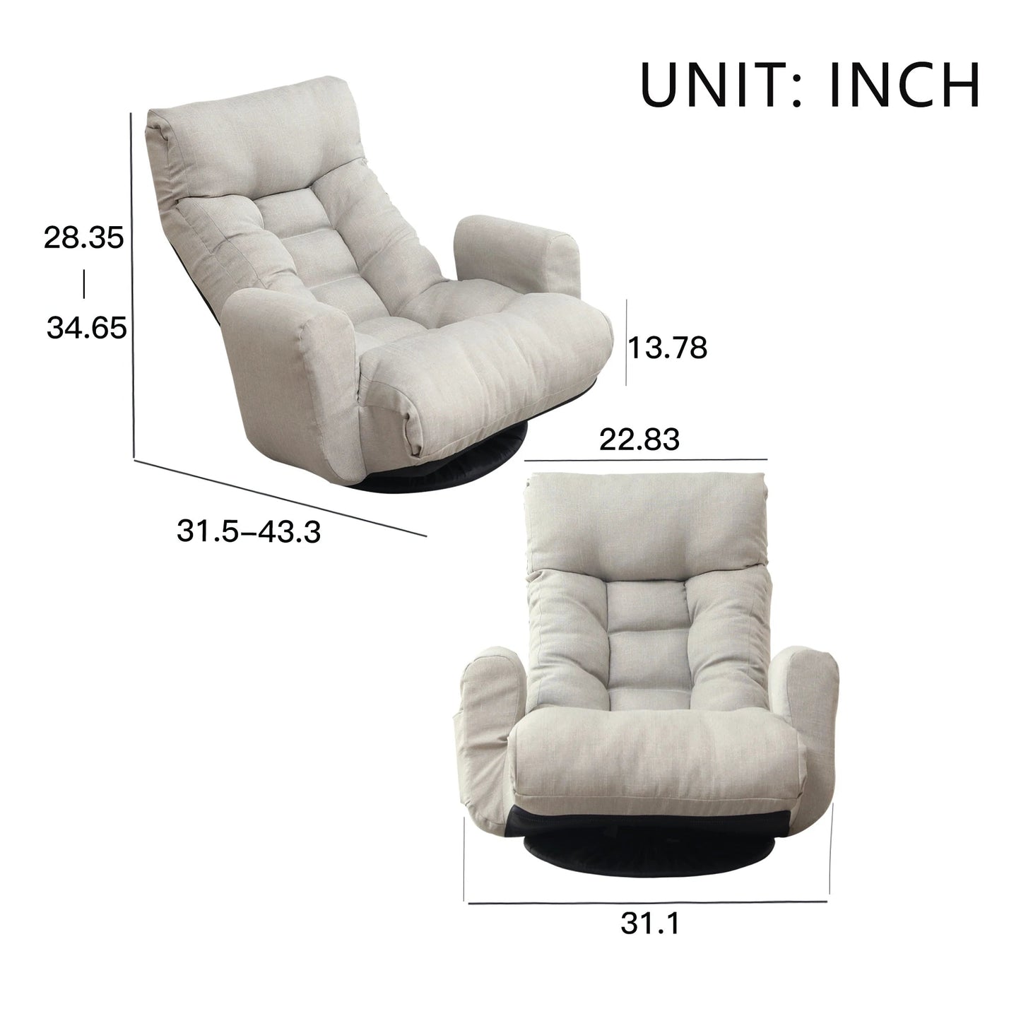 Adjustable Head and Waist, Game Chair, Lounge Chair,360 Degree Rotatable Sofa Chair,Rotatable Seat Leisure Chair Deck Chair, - HOMELIVING