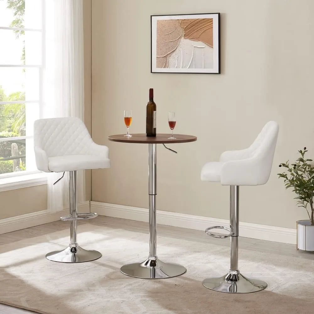 Bar Stools Set of 4, Adjustable Bar Stools with Back, Bar Height Stools for Kitchen Counter - HOMELIVING