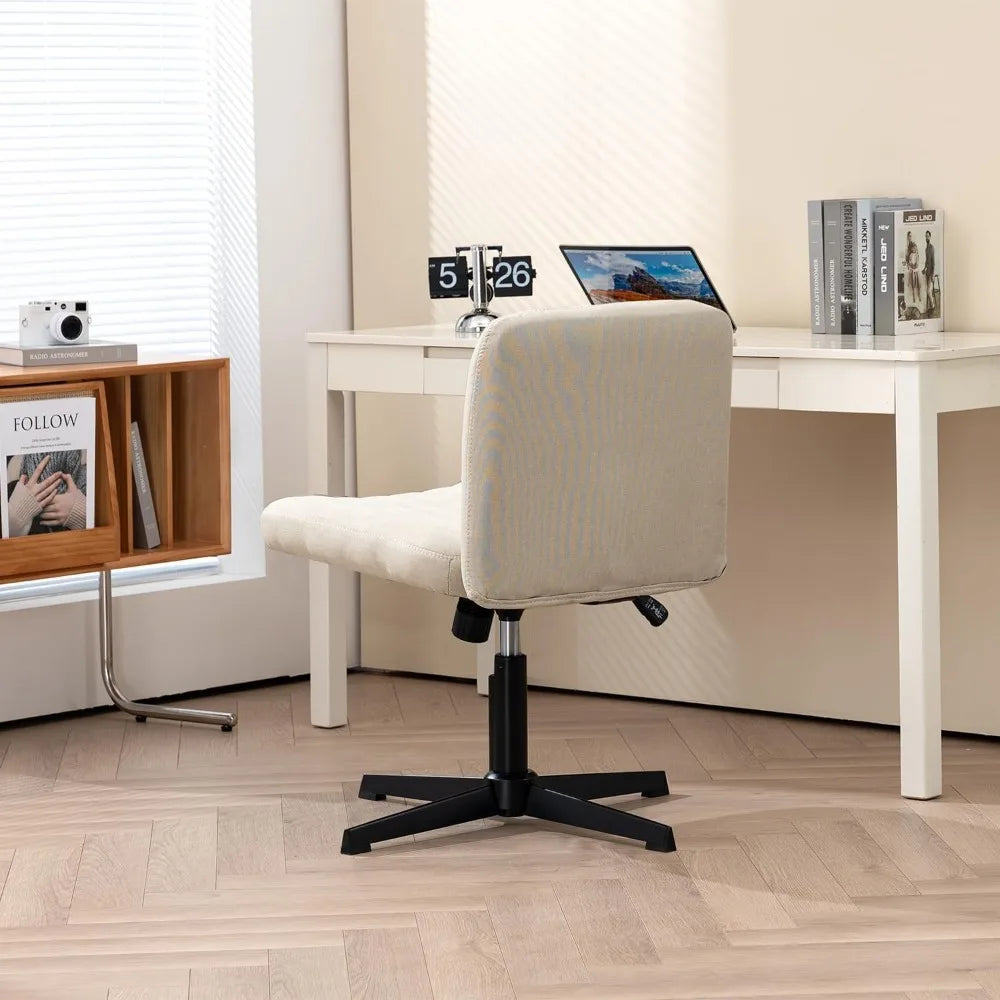 Panana Office Chair Fabric Padded Seat Armless Desk Chair Swivel Computer Task Mid-Back No Wheels Accent (Beige) - HOMELIVING