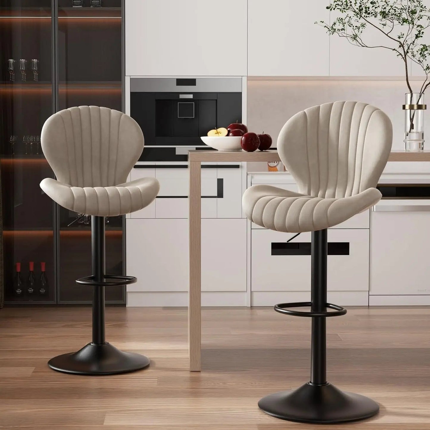 Bar Stools Set of 4 Modern Swivel Bar Chairs,Barstools Counter Height with High Backrest,Easy Assembly for Bar,Kitchen - HOMELIVING