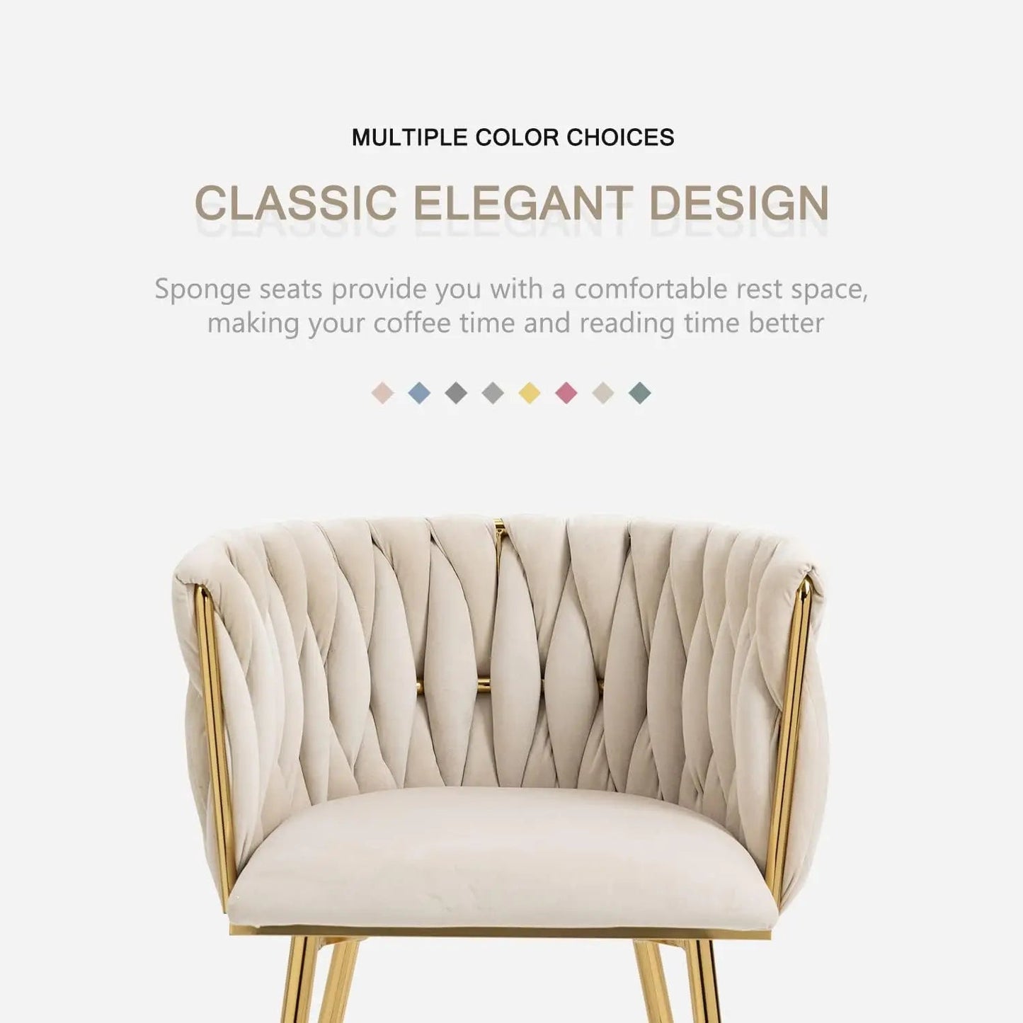 Chairs with Gold Metal Legs, Modern Accent Chairs for Living Room, Dining Room, Kitchen - HOMELIVING