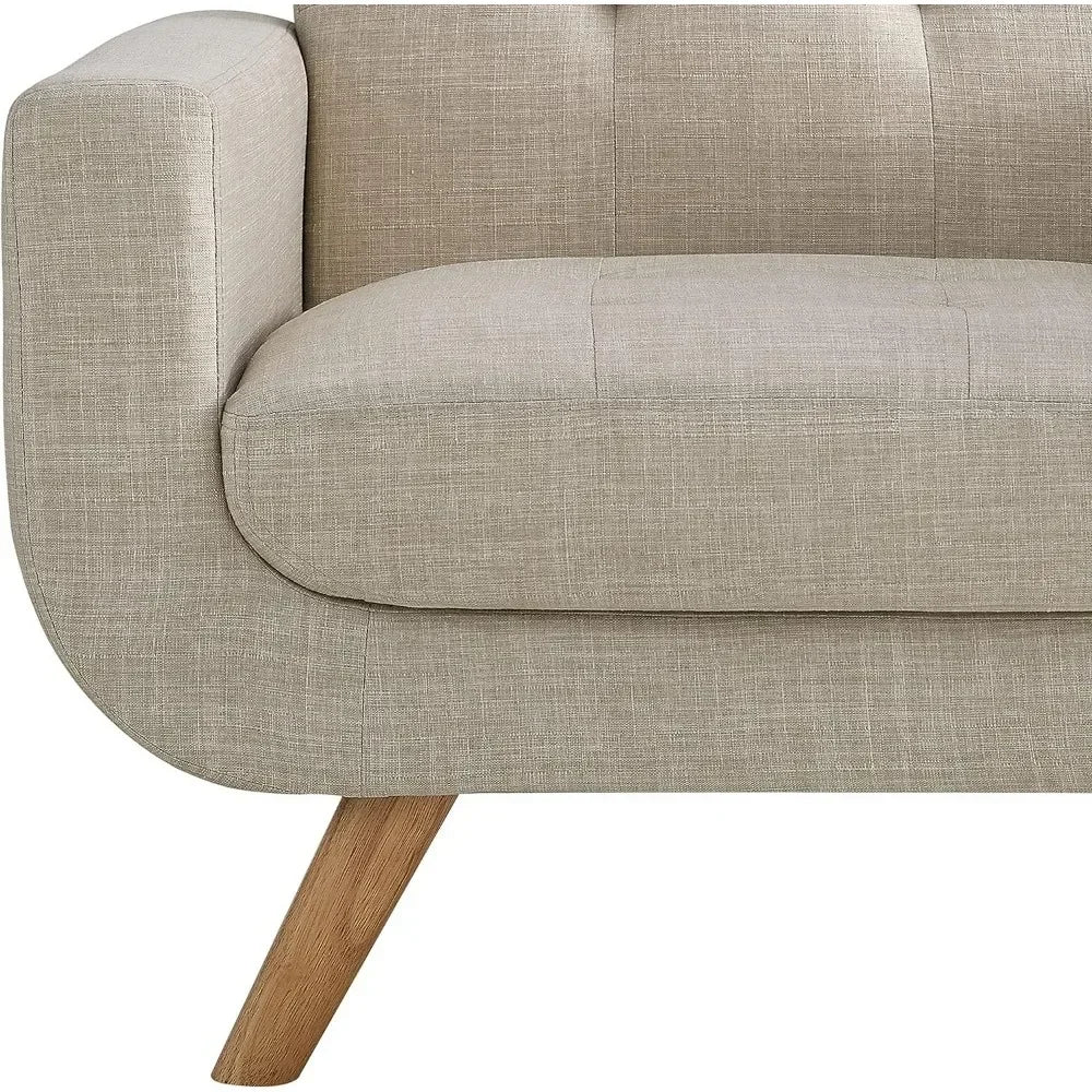 Contemporary Accent Armchair with Linen Upholstery Living Room Furniture, 30"D x 30"W x 34"H, Beige - HOMELIVING