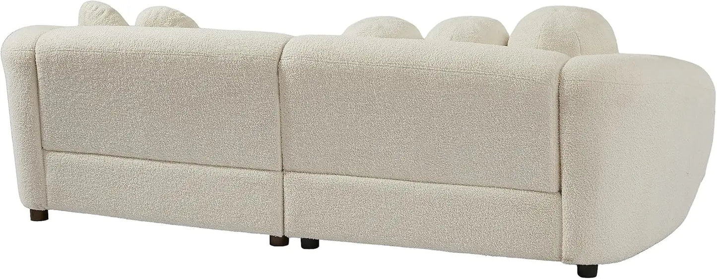 Fabric Curved Modular Sectional Sofas with Decorative Pillows, Fluffy Upholstery 3 Seater Loveseat Cloud Couch w/Thicked Cushion - HOMELIVING