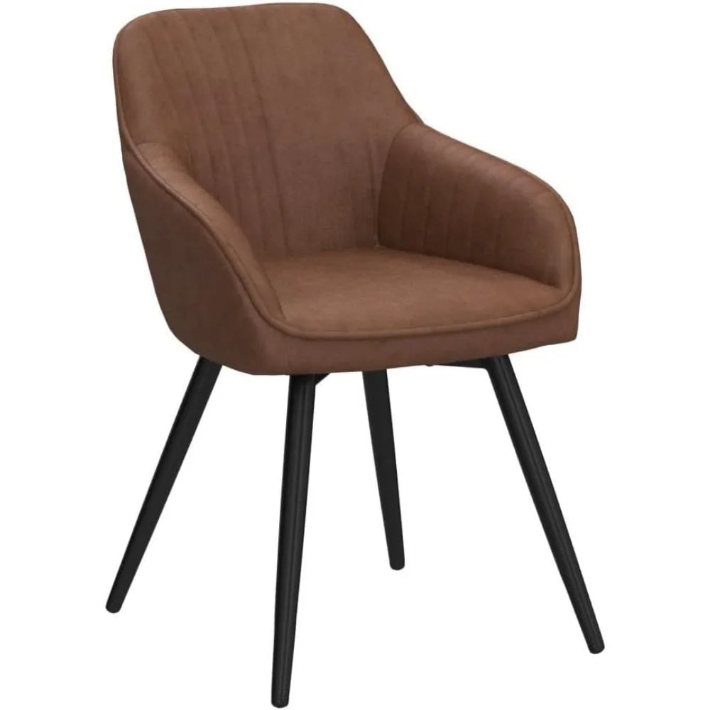 Faux Leather Accent Arm Chairs for Living Room Leisures/ Upholstered Chair with Metal Legs Set of 2 for Home Kitchen Office - HOMELIVING