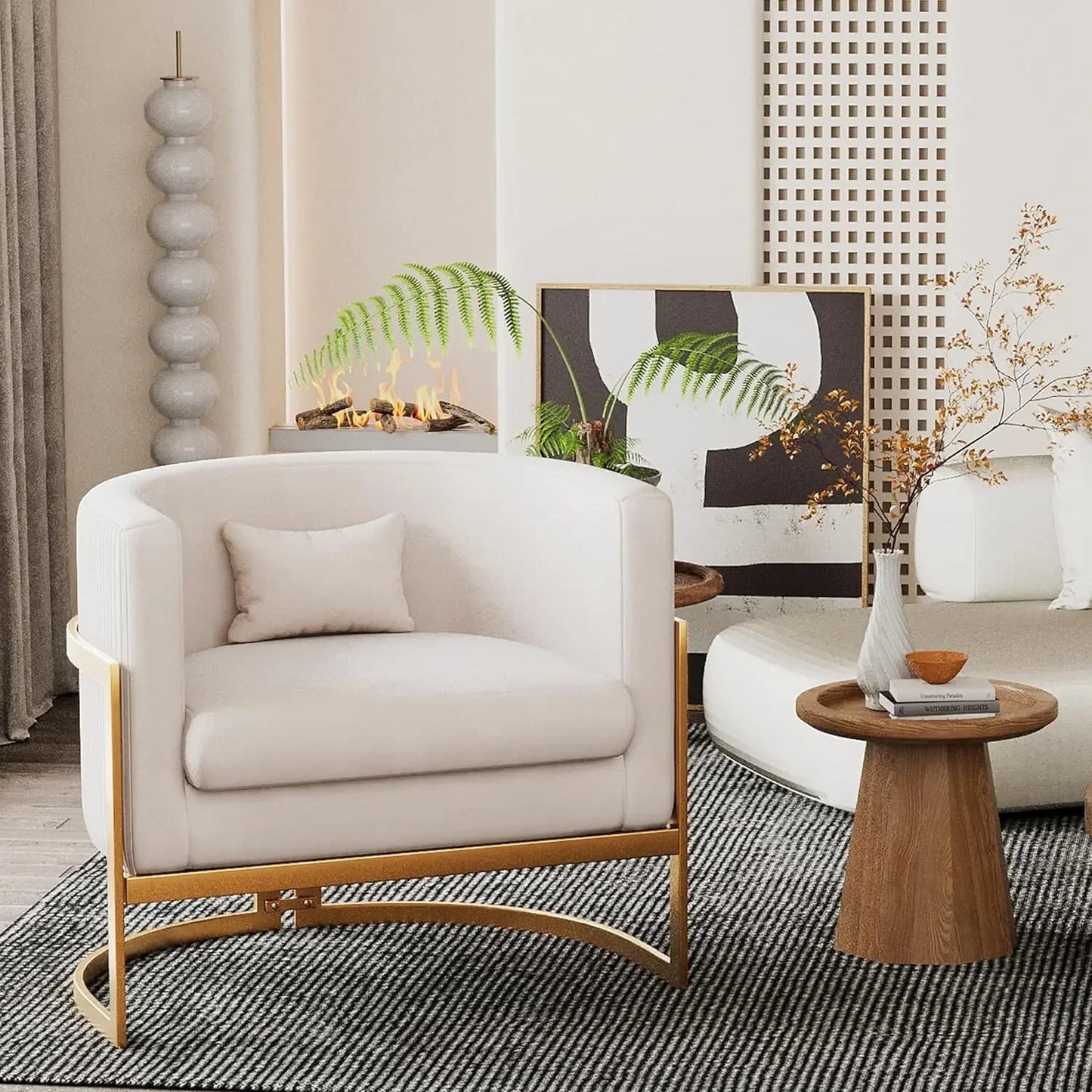 Living Room Chair, Modern Gray Velvet Bucket Shaped Special Chair, Soft Padded Armchair, Bedroom Single Person Sofa - HOMELIVING