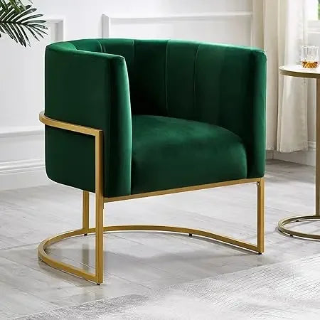Upholstered Living Room Chairs Modern Textured Velvet Accent Chair with Golden Metal Stand, Sofa chair, Suitable for Living Room - HOMELIVING