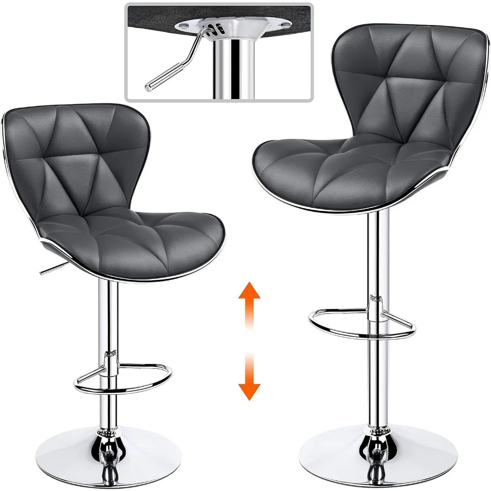 Island Chairs Bar Stools Set of 4 Fashionable Bar Chairs Adjustable PU Leather Swivel Stools Chair with Shell Back BarStools - HOMELIVING