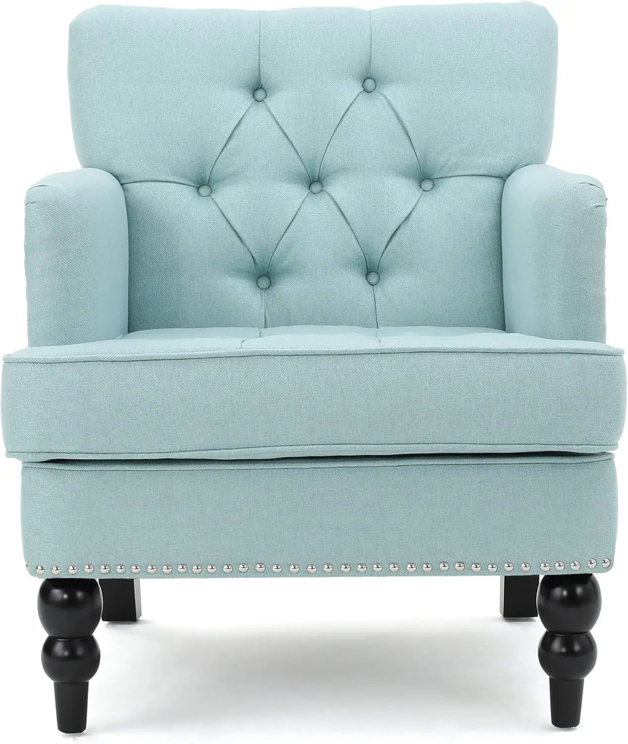 Malone Fabric Club Chair, Light Blue 29.5D x 28W x 33.5H Inch - HOMELIVING