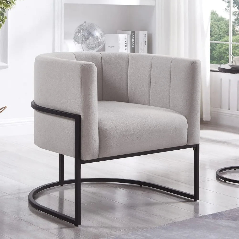 Mid-Century Upholstered Living Room Chair Textured Soft Velvet Accent Chair with Metal Stand-70163-Navy - HOMELIVING