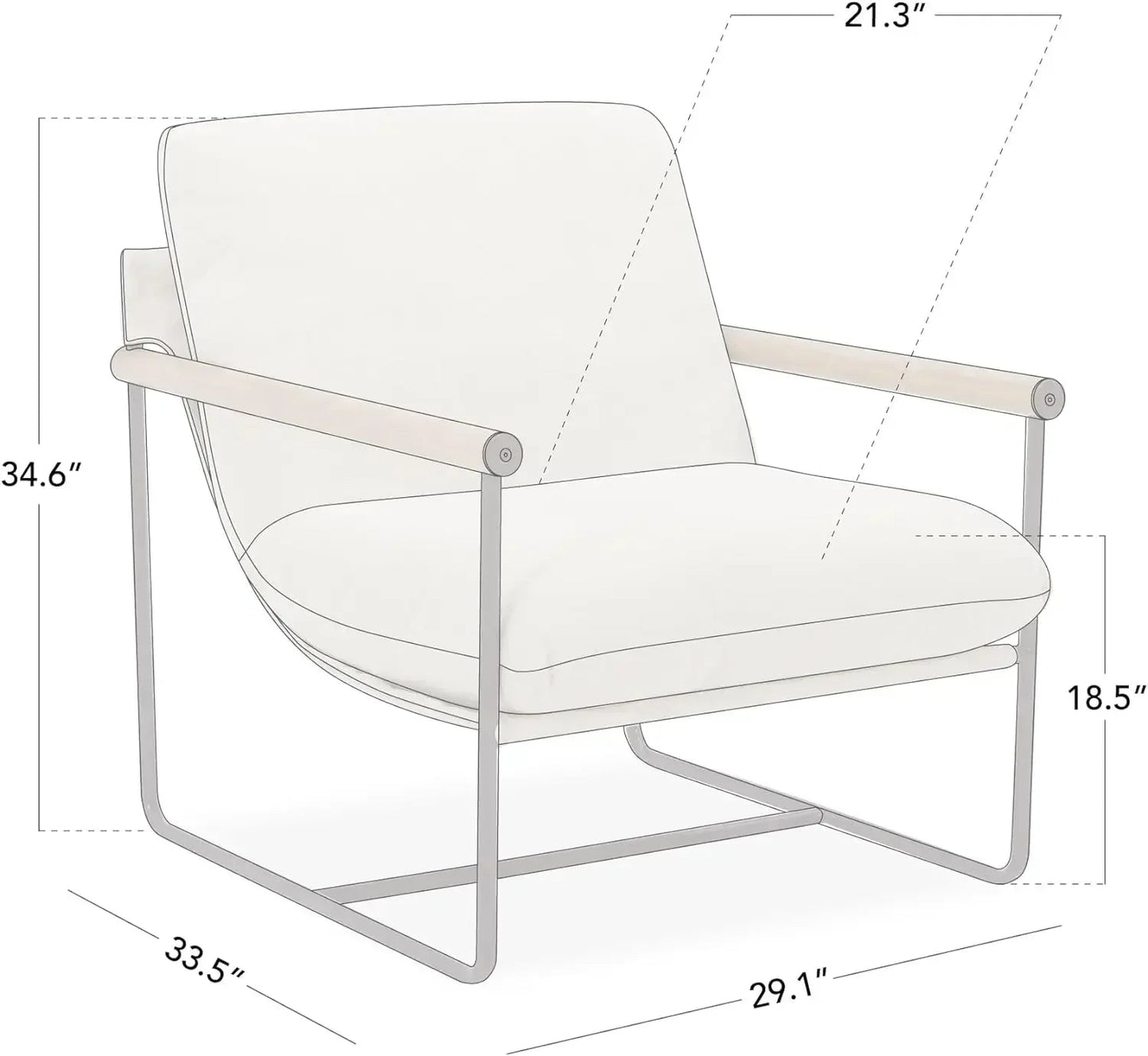 Modern Accent Living Room Chairs with Metal Frame for Bedroom Office Apartment, 30''W, Beige - HOMELIVING