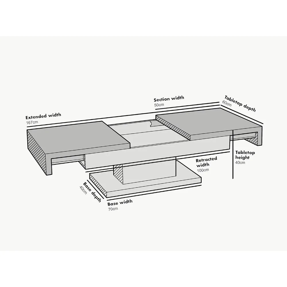 Modern Style Coffee Table, Double Slide Storage Coffee Table, Suitable for Living Room Coffee Table - HOMELIVING