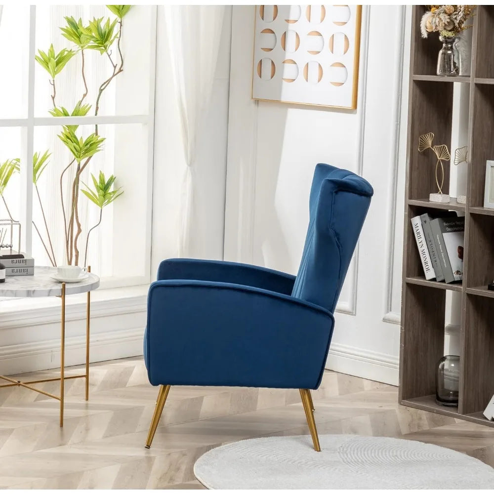 Modern Velvet Accent Chair for Living Room, Bedroom or Office with Stylish Metal Legs, Plush Upholstery and Wood Frame - HOMELIVING