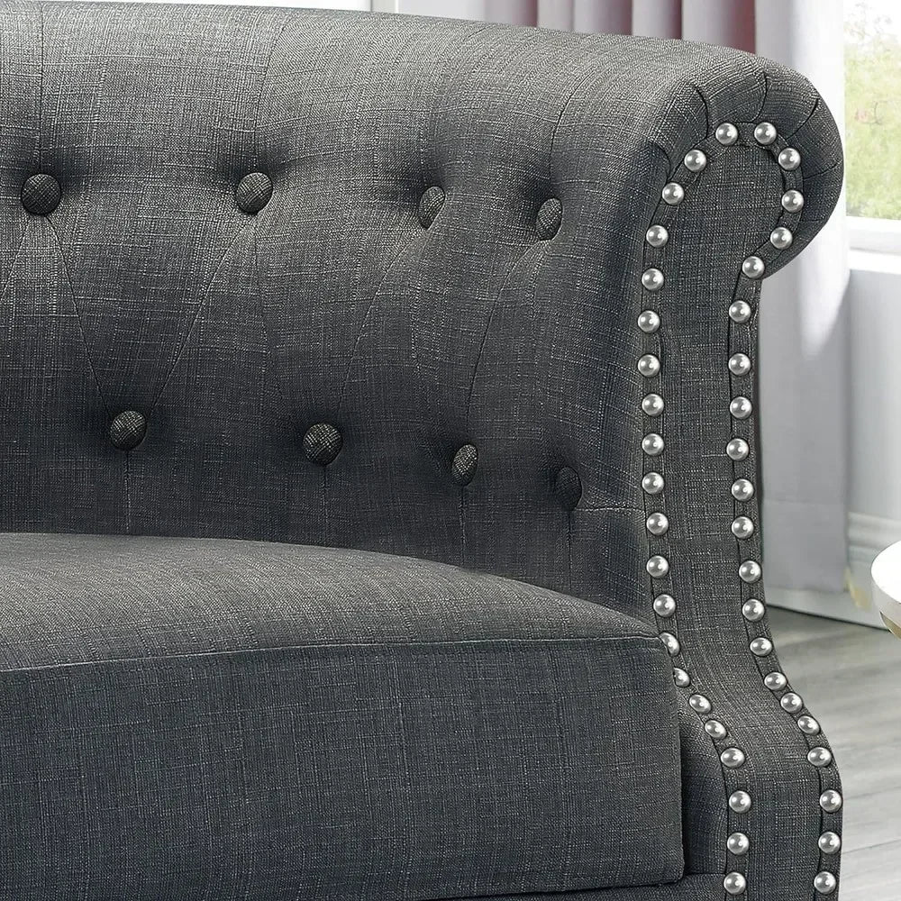 Chancy Accent Chairs,Comfy Club Barrel Modern Armchair with Soft Living Room Readingroom,Bedroom Seating, Standard, Carbon - HOMELIVING
