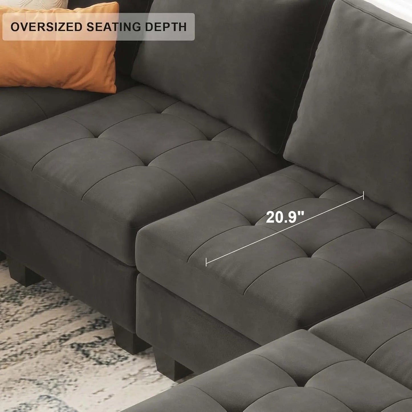 Oversized Velvet Modular 9 Seater U-shape Sectional Set with Chaise Convertible sectional Sofa Couch Set Modular Couch Corner - HOMELIVING