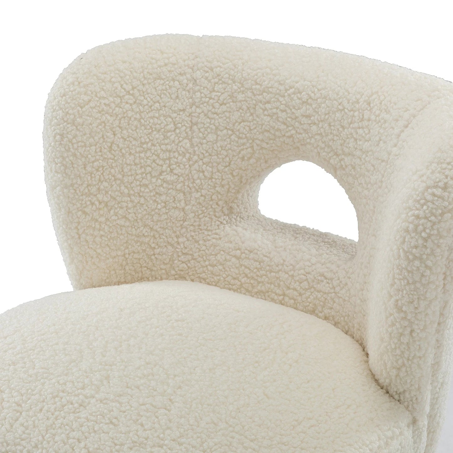 Phyllos Side Chair with Solid Wood Legs Faux Fur Vanity Chair Elegant White Furry Makeup Desk Chairs for Girls Women - HOMELIVING