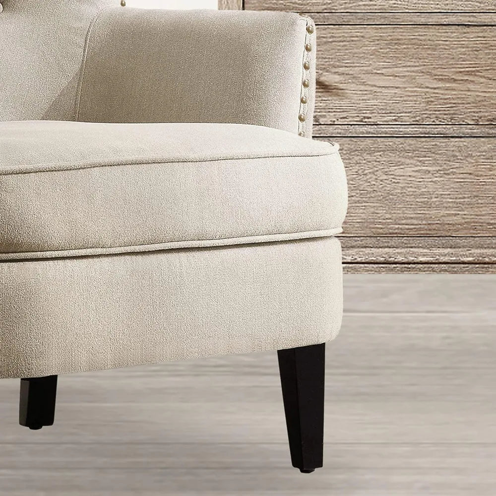 Sausalito Chairs for Living Room Furniture, Reading, Arm, Comfy, Small Accent Bedroom, Velvet Pearl Beige - HOMELIVING