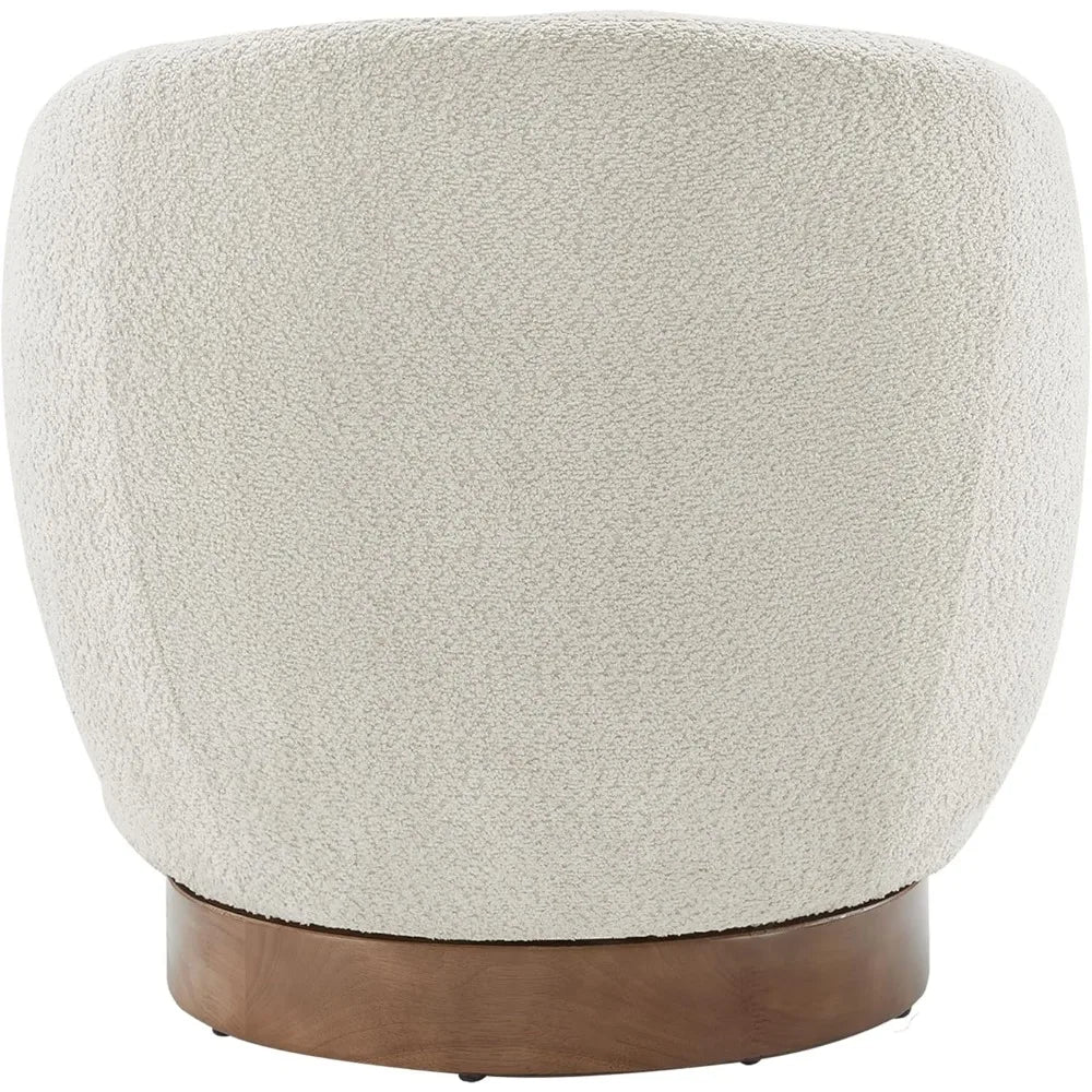 Swivel Accent Chair Modern Round Barrel Armchair Upholstered Performance Fabric for Bedroom Reading Waiting Living Room - HOMELIVING