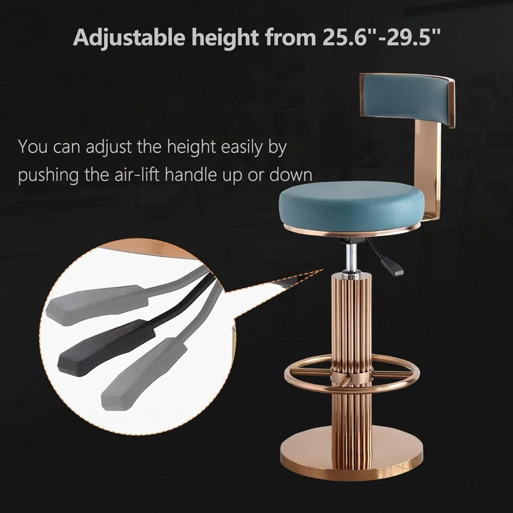 Swivel Bar Stools with Backrest, Modern Adjustable Height Counter Stool with Stainless Steel Legs and Comfortable Cushion, - HOMELIVING