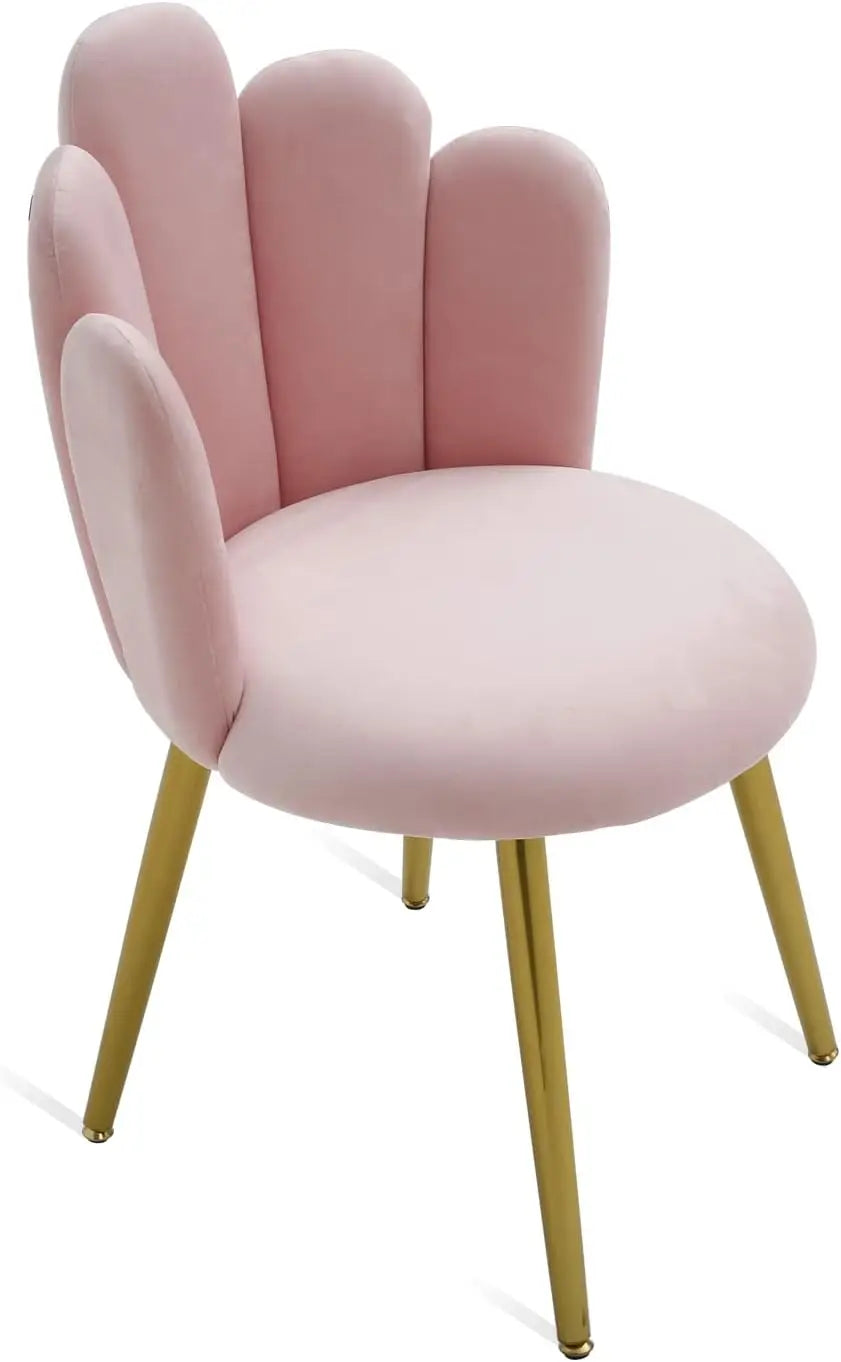 Midcentury Modern Accent Chair for Living Room Bedroom, Makeup Chair with Back Support Velvet Chair with Gold Legs (Cream) - HOMELIVING