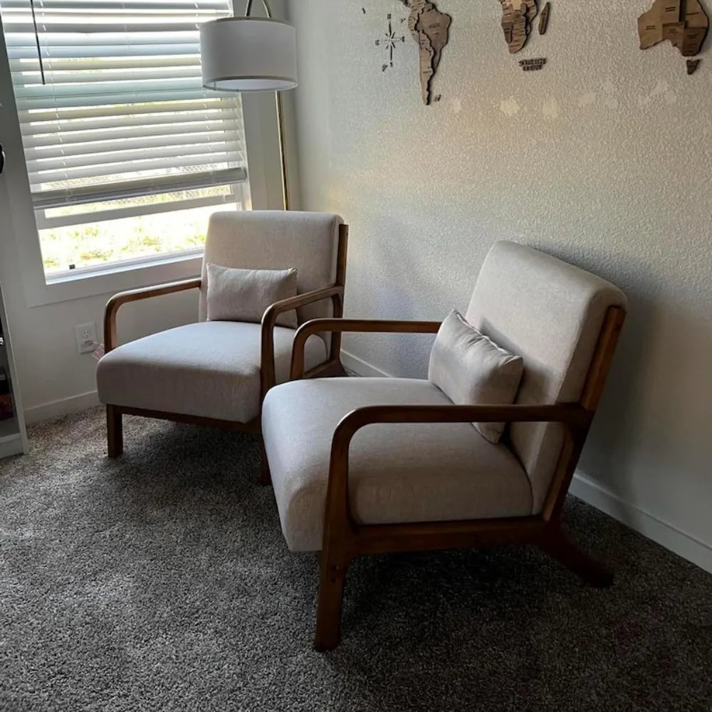 XMSJ Comfy Fabric Indoor Home Living Room Chair Armchair Loveseat with Solid Wood Frame - HOMELIVING