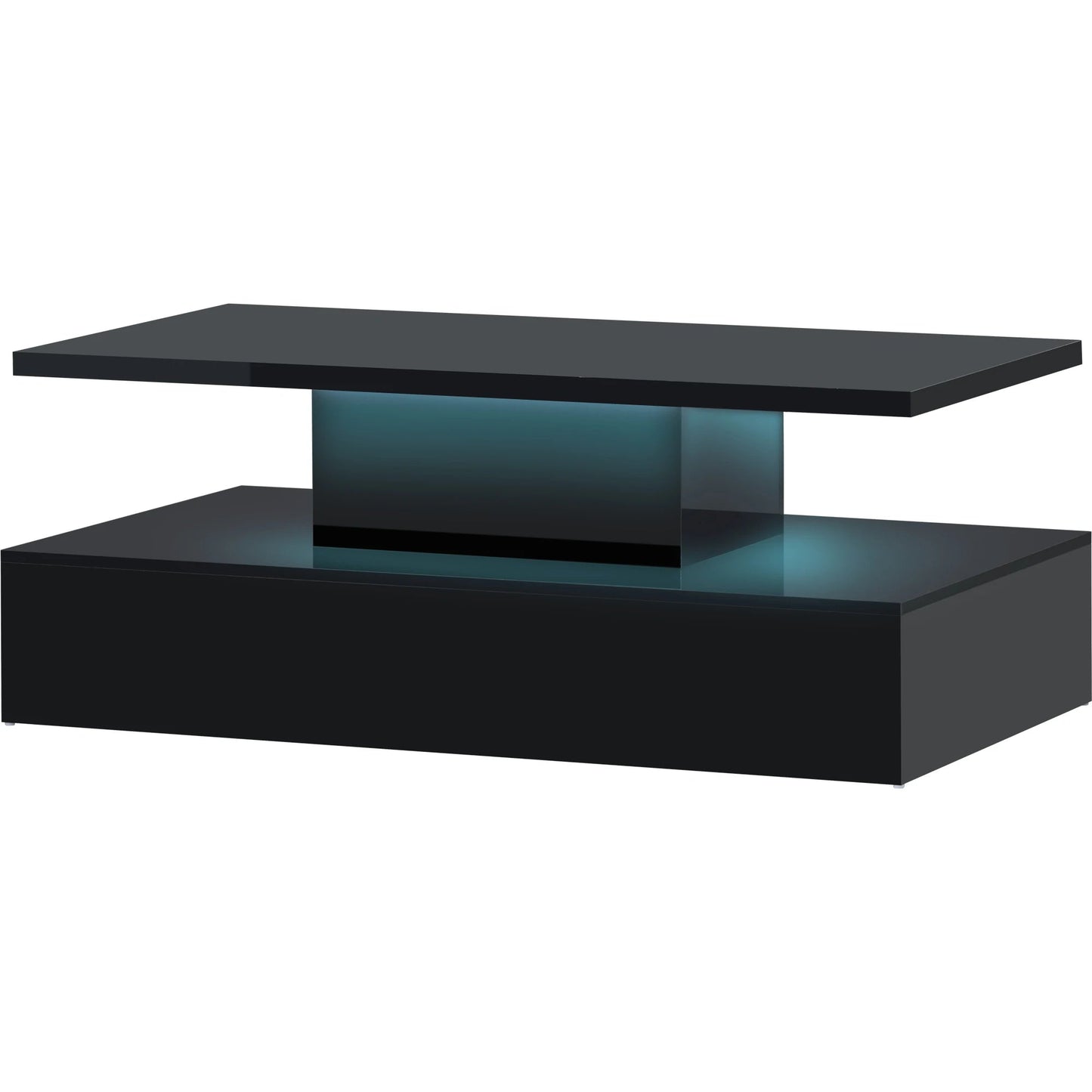 Coffee Table Cocktail Table Modern Industrial Design Center Table with 16 Colors LED Lighting&Remote Control White/Black - HOMELIVING