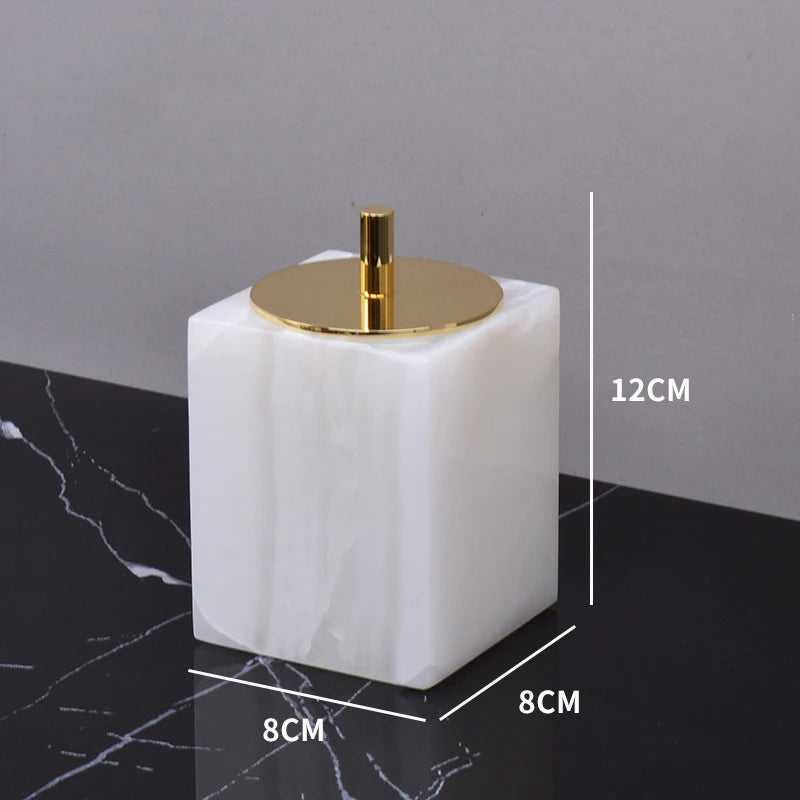 Luxury White Onyx Natural Marble Bathroom Set