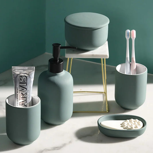 Ceramic Five-Piece Bathroom Accessories Set