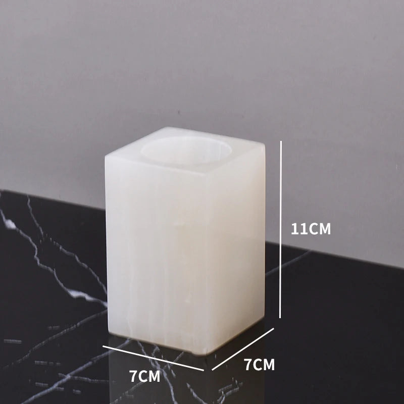 Luxury White Onyx Natural Marble Bathroom Set