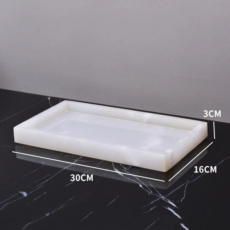Luxury White Onyx Natural Marble Bathroom Set