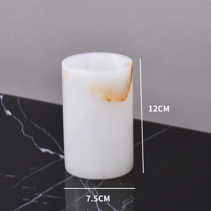 Luxury White Onyx Natural Marble Bathroom Set