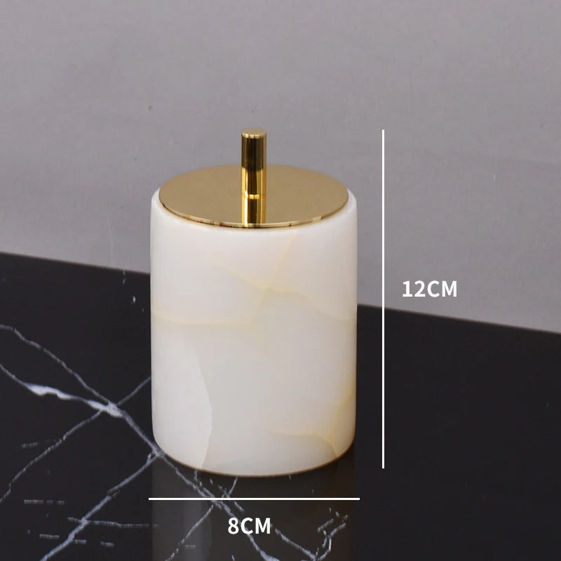 Luxury White Onyx Natural Marble Bathroom Set