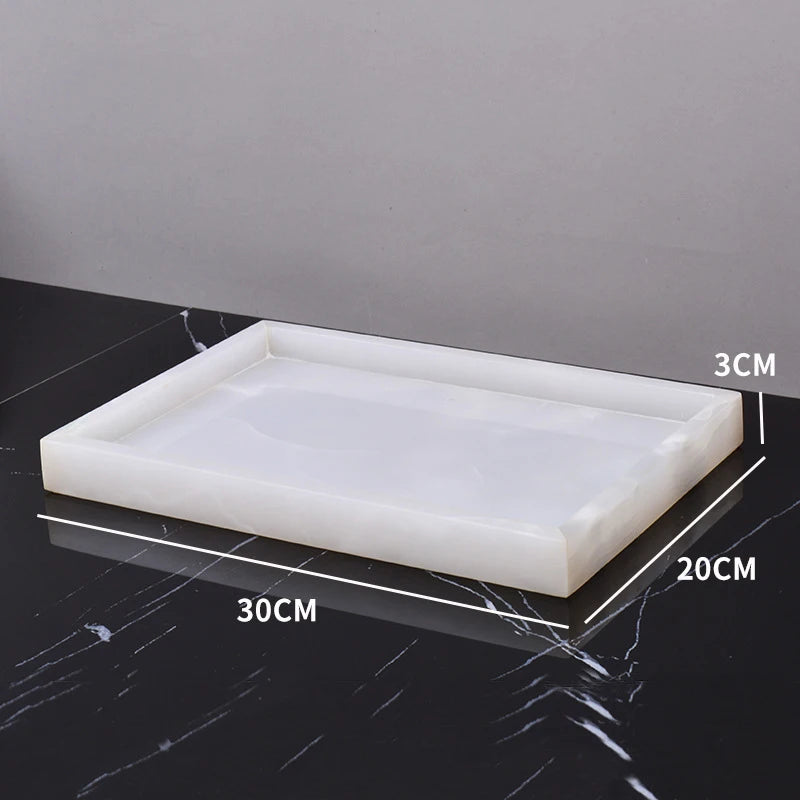 Luxury White Onyx Natural Marble Bathroom Set