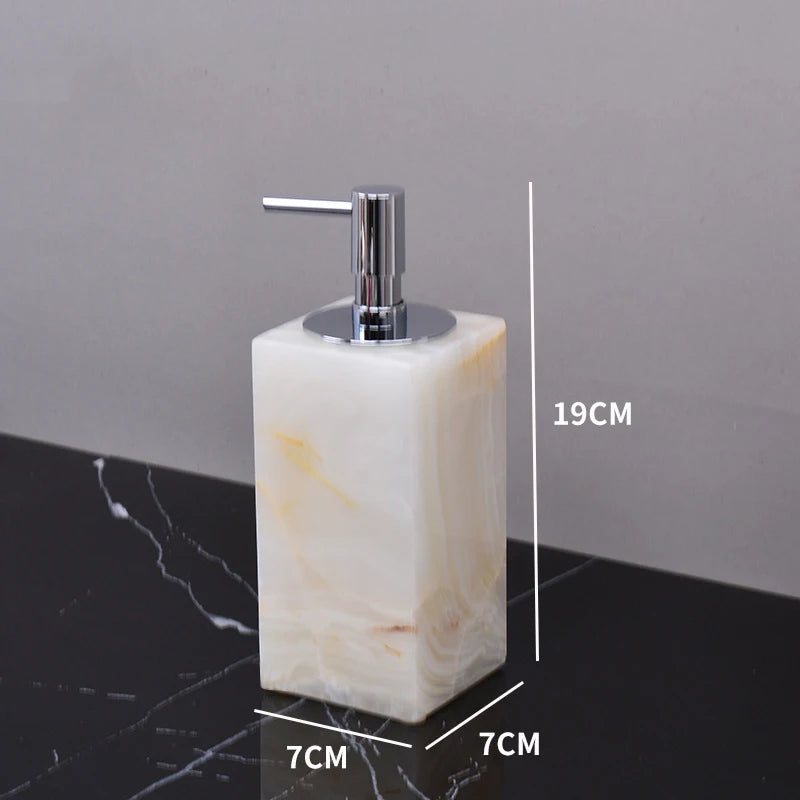 Luxury White Onyx Natural Marble Bathroom Set