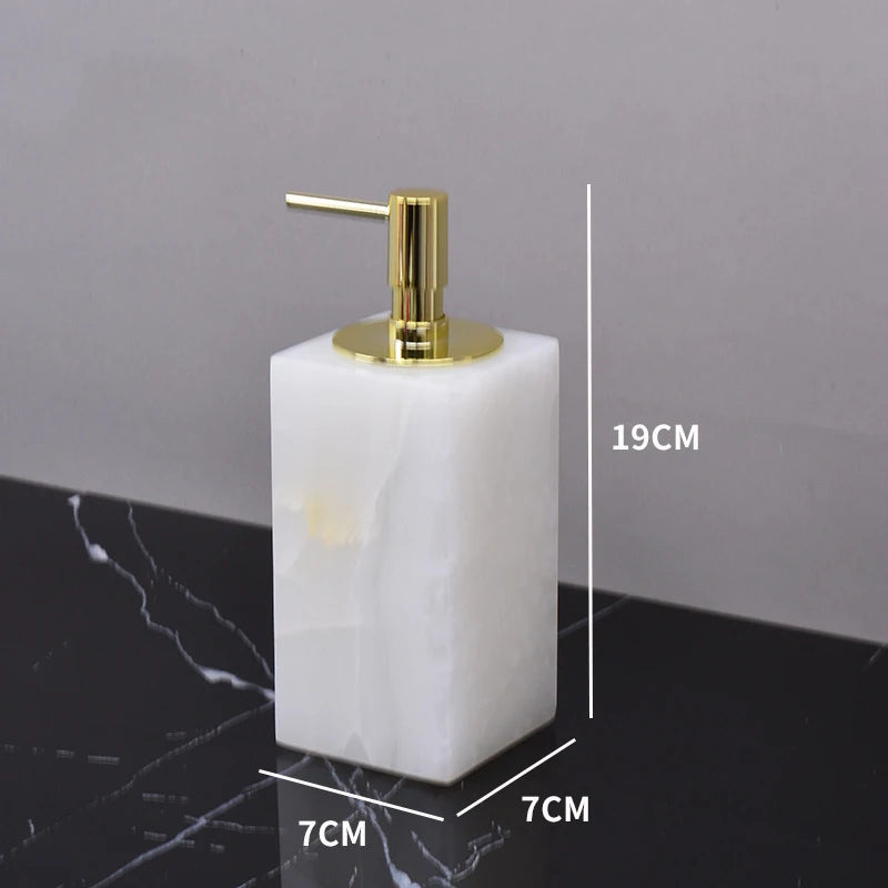 Luxury White Onyx Natural Marble Bathroom Set
