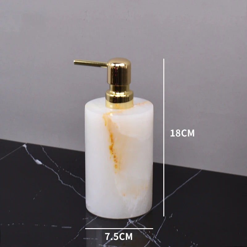 Luxury White Onyx Natural Marble Bathroom Set