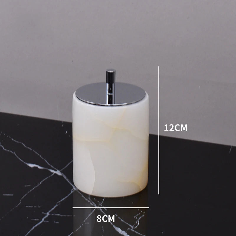 Luxury White Onyx Natural Marble Bathroom Set
