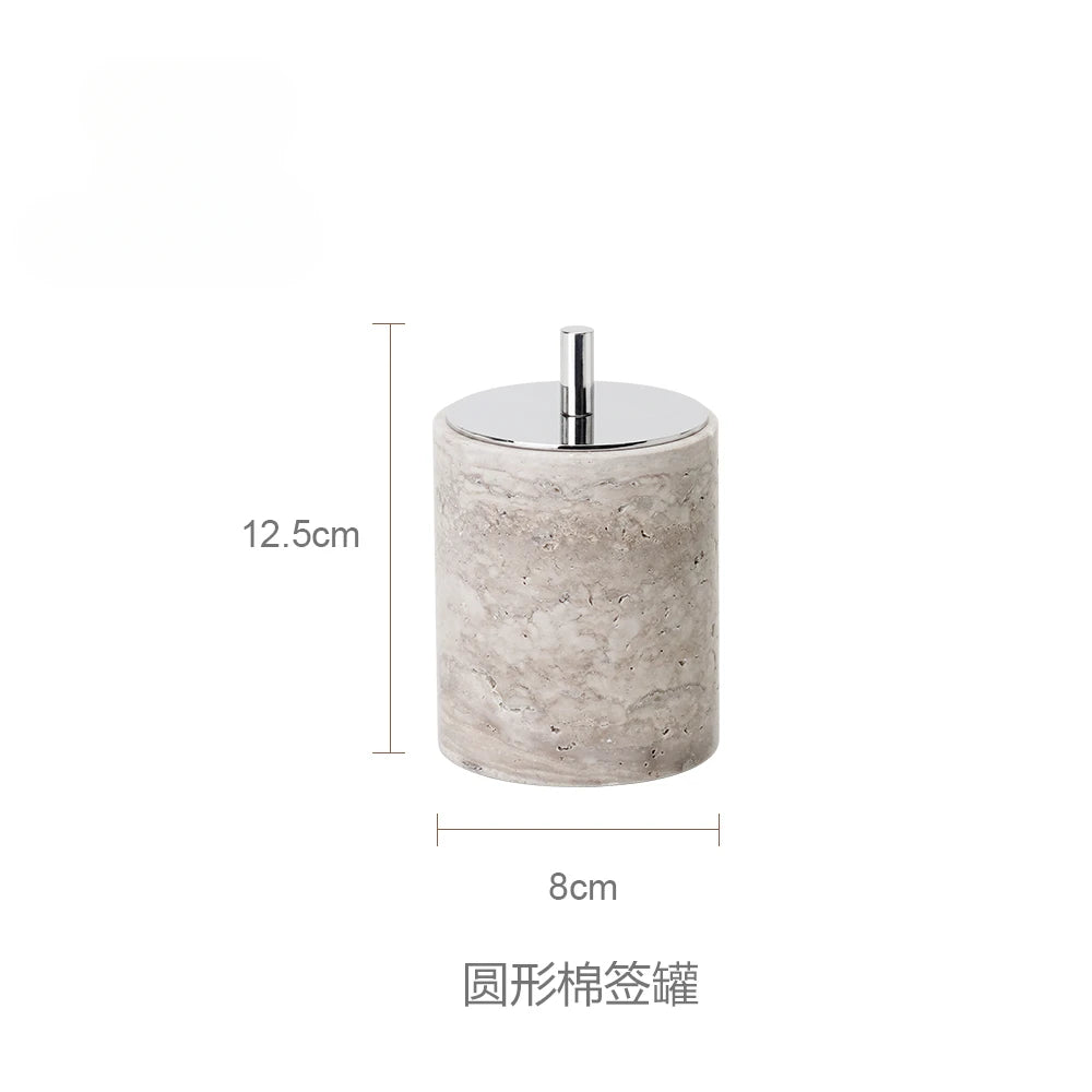 Wabi-Sabi Natural Silver Ash Cave Stone Bathroom Accessories Set