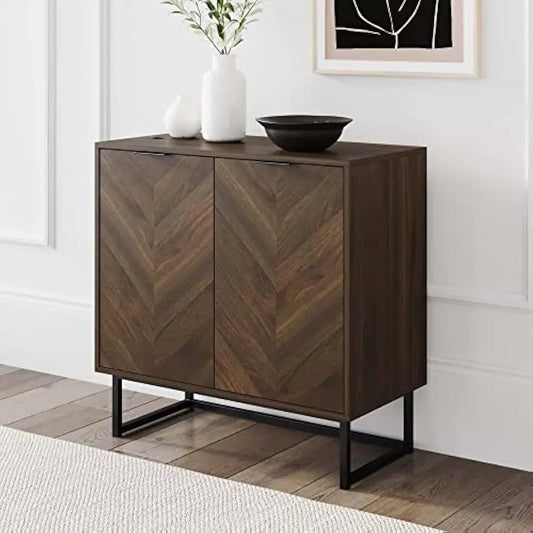 Modern Sideboard Buffet Storage Cabinet - Rustic Walnut Finish