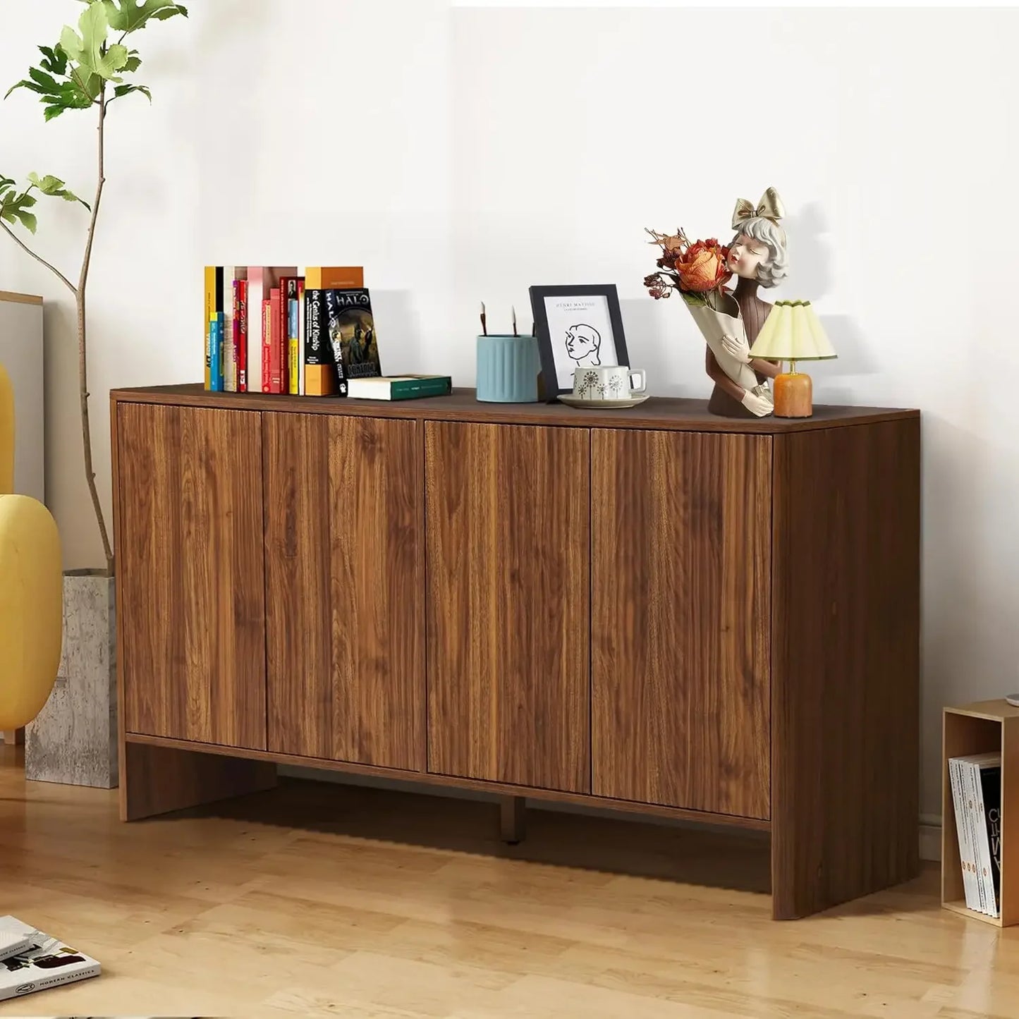 Modern Accent Storage Cabinet with Fluted Doors
