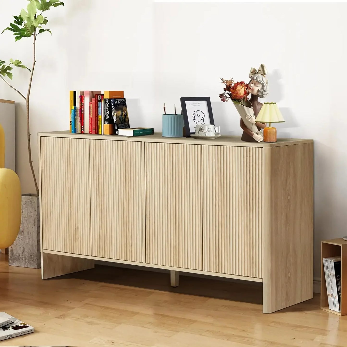 Modern Accent Storage Cabinet with Fluted Doors